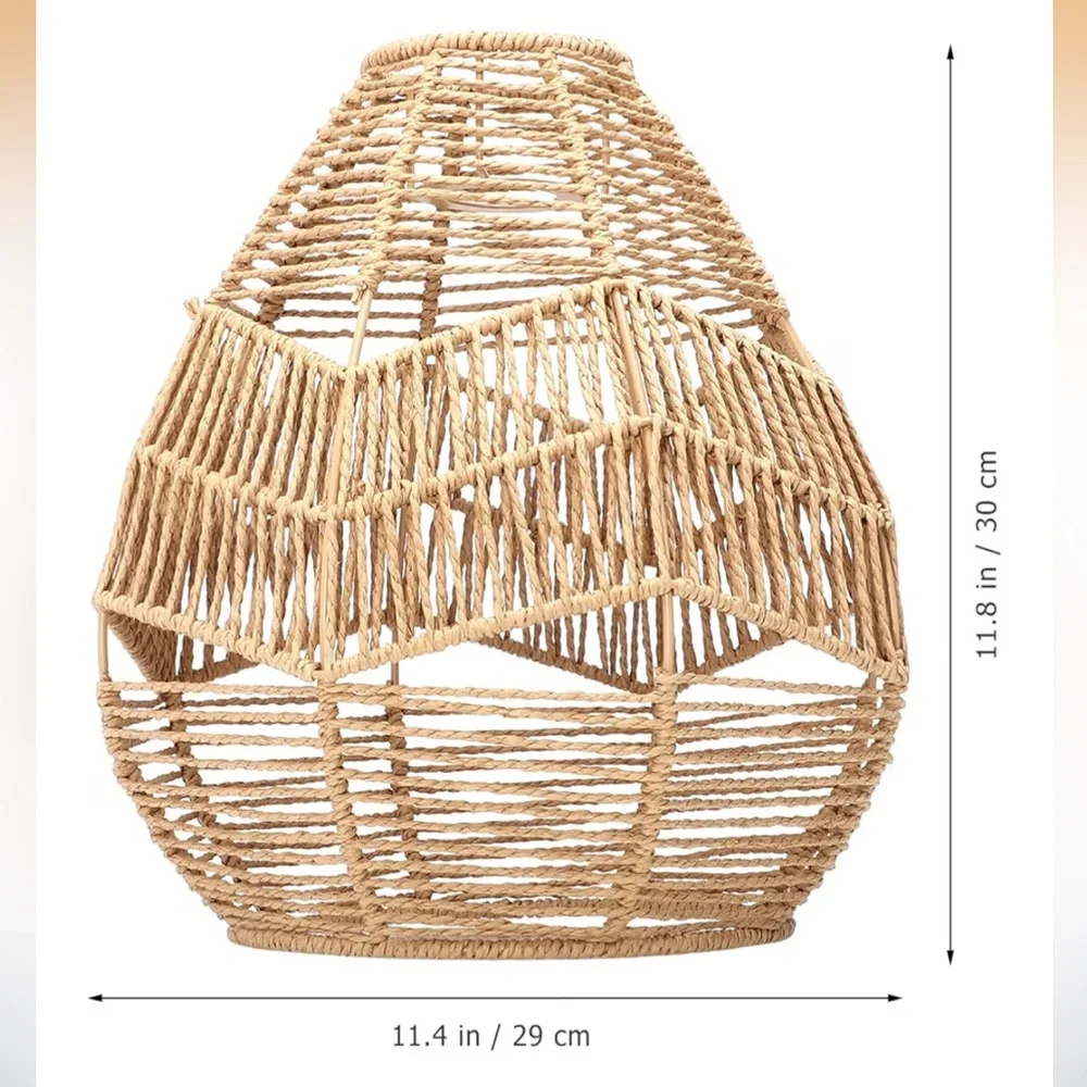 Handwoven Jute Lantern Shade - Natural Brown